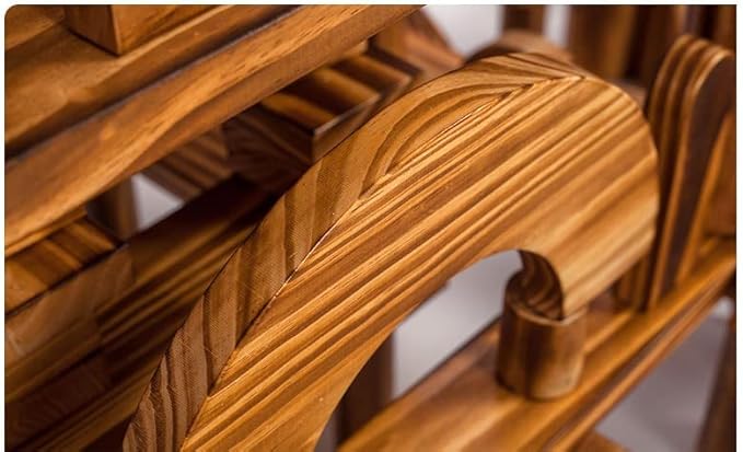 Vintage Solid Carbonized Wooden Building Blocks Set for Kids 3-12 Outdoor(43pcs,5.4 lbs), Table Sensory Wood Building Toys for Toddlers, Outside Wooden Blocks for Preschool