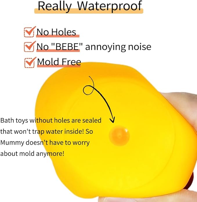 Rubber Funny Ducks/Duckies Waterproof No Bebe Noise Bath Toy Without Hole or with No Hole Student Office Desktop Decor IT Programmer Funny Partner Rubber Duckies in Bulk