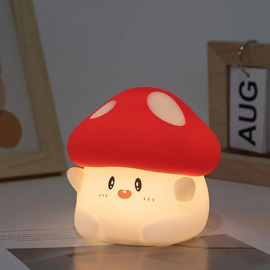 LED Mushroom Silicone Night Light Soft Sleeping Nursery Night Light Dimmable Timer Rechargeable Lamp Room Decor Baby Bedside Lamp