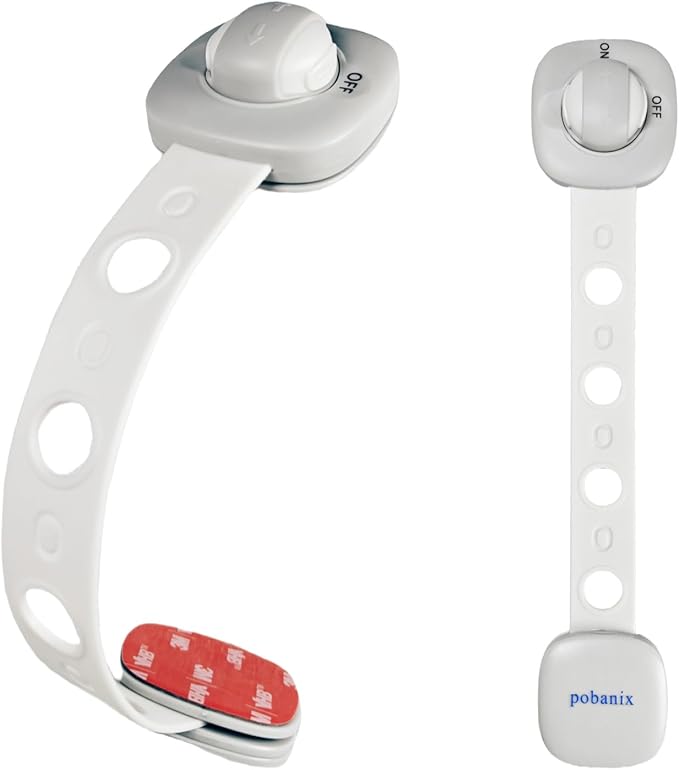 Baby Locks Child Safety Cabinet Proofing - Safe Quick and Easy 3M Adhesive Cabinet Drawer Door Latches No Screws & Magnets Multi-Purpose for Furniture Kitchen Ovens Toilet Seats (Grey 2Pack)