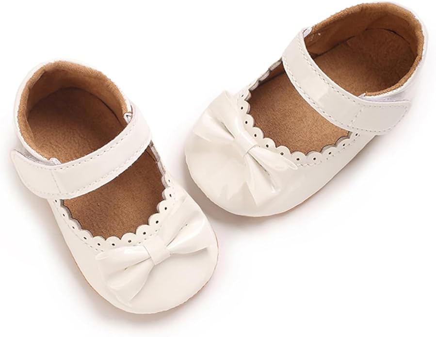 COSANKIM Baby Girls Mary Jane Flats Shoes Anti-Slip Rubber Sole Infant Toddler Princess Wedding Dress Shoes