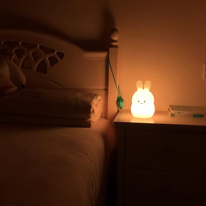 Large Rabbit Night Lights for Kids in Silicone, 9 Colors Baby Bedroom Lighting Children Bedside Table Lamps for Toddlers/Boys/Girls/Adults/Bedroom/Student/Elder/Bathroom/Outdoor - Large