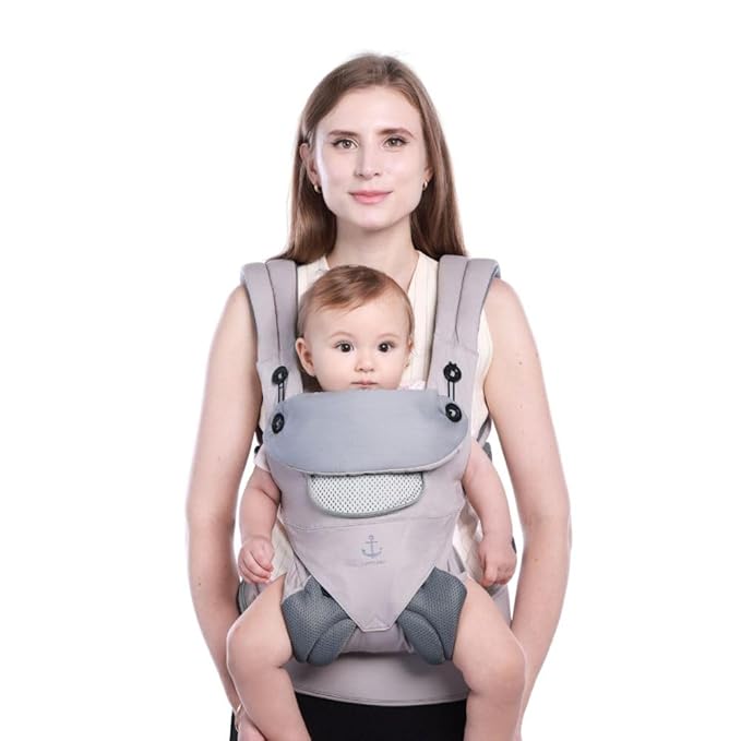 All-Season Ergonomic Baby Carrier, Breathable Baby Carrier Newborn to Toddler (8-33lbs), Toddler Carrier, Infant Carrier with Temperature Control Panel Design (Misty Grey)