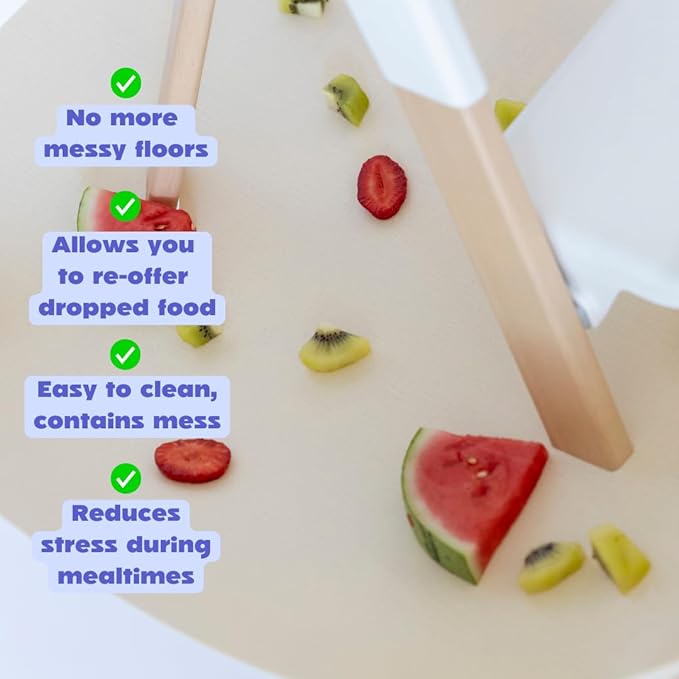 CATCHY -Food Catcher-Compatible with Stokke Clikk High Chair +11 Other High Chairs-Highchair Sold Separately-Baby & Toddler Food & Mess Catcher-Premium Linen Inspired -Under High Chair Accessory