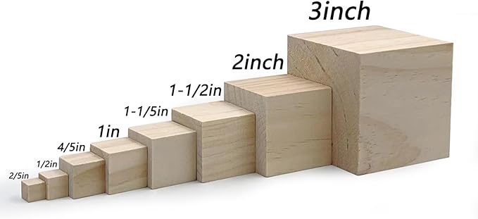 Large Wooden Blocks for Crafts, Unfinished Wood Cubes, 3 Inch Natural Blank Square Wooden Blocks for Arts, Baby Shower DIY Projects