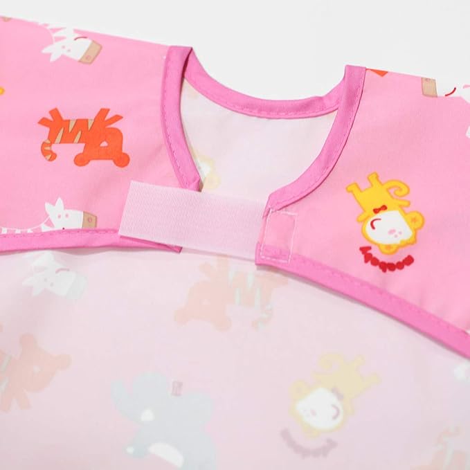 Short Sleeve Waterproof Bib for Toddlers – Feeding Apron for Mealtime, Daycare, Self-Feeding & Messy Play, Baby Bib