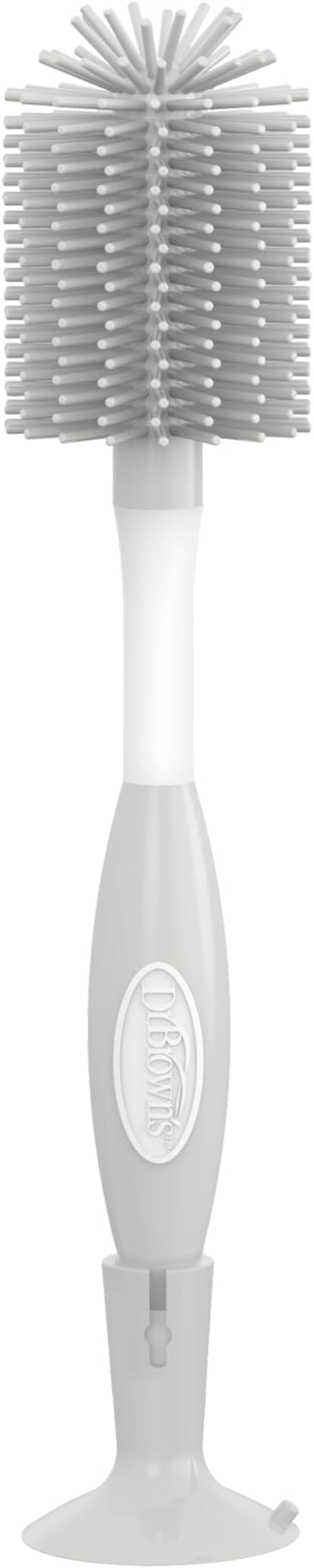 Dr. Brown's Soft Touch No Scratch Baby Bottle Cleaning Brush, Nipple Cleaner & Suction Cup Base for Easy Storage, BPA Free, Gray
