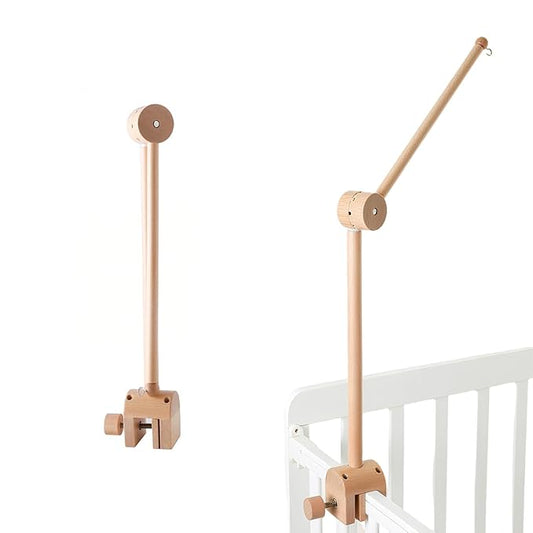 Natural Wooden Crib Mobile Arm - 360° Adjustable Mobile Arm for Crib, Sturdy Mobile Holder for Crib with Anti-Slip Design, Safe Mobile Hanger for Crib Attachment, Nursery Decor for Baby Boy & Girl