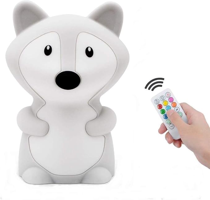 Big Size Night Light for Kids, Portable Silicone Bedside Lamp, Multicolor Light with Touch Control + Remote Control, USB Rechargeable Light for Adults/Children/Baby Bedroom/Gift - Large Fox