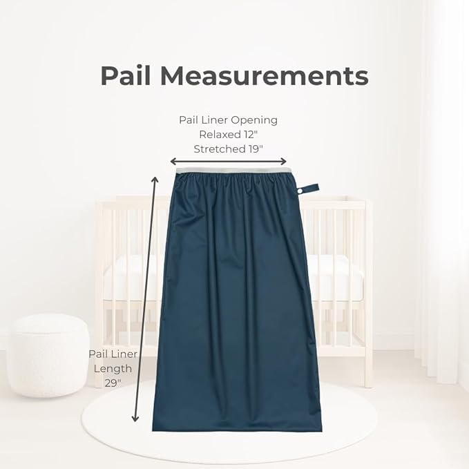 Nora's Nursery Pail Liner for Cloth Diapers - Reusable and Washable - Fits all Standard Diaper Pails - Waterproof Pail Liner with Strap for Diaper Pails & Laundry (Sea - 2 Pk)