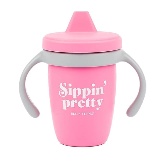 Bella Tunno Sippy Cup, Silicone Training Cup with Transition Handles for Infants, Toddlers & Kids, Babies 6-12 Months & Toddlers 1-3 Years, Boys & Girls, Sippin’ Pretty, 8 oz