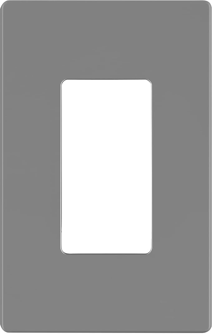 LIDER Matte Finish Decorator Switch Cover, Screwless Wall Plate, Mid-Size 1-Gang 4.88" x 3.11", Unbreakable Polycarbonate Thermoplastic, UL Listed, LSWP-31M-GY, Gray