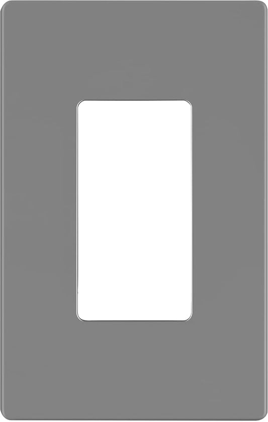 LIDER Matte Finish Decorator Switch Cover, Screwless Wall Plate, Mid-Size 1-Gang 4.88" x 3.11", Unbreakable Polycarbonate Thermoplastic, UL Listed, LSWP-31M-GY, Gray