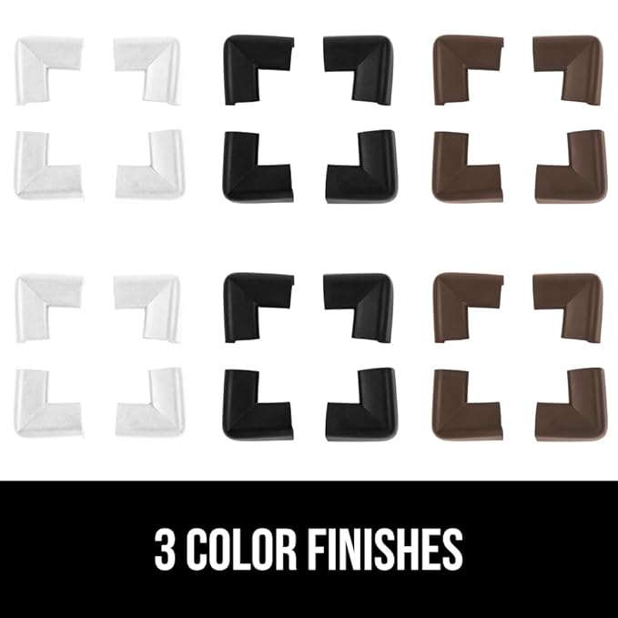 GORILLA GRIP Baby Proof Corners and Edges for Furniture, Kid Proofing Adhesive Table Corner Protectors, Heavy Duty Soft Rubber Foam Protection, Includes 8 Protective Safety Guards, 10 Feet, Black