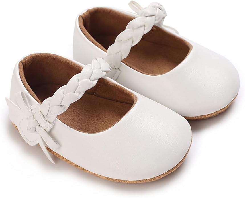COSANKIM Baby Girls Mary Jane Flats Shoes Anti-Slip Rubber Sole Infant Toddler Princess Wedding Dress Shoes