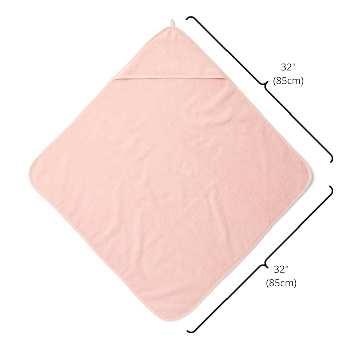 Baby Hooded Towel – Organic Cotton Baby Bath Towels – Baby Towels, Baby Bath Towels for Baby Boy, Baby Girl, 32" x 32" Super-Soft and Absorbent Baby Towels for Newborn (Blush)