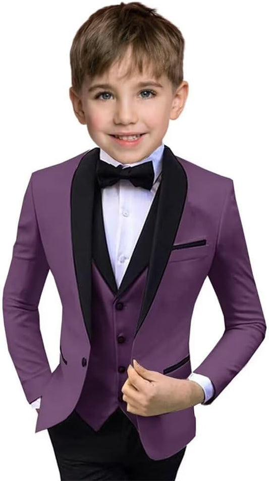 Boys Suit 3 Piece Ring Bearer Suit Kids Formal Jacket Vest Pants Suits Wedding Outfit for Party Prom Tuxedo