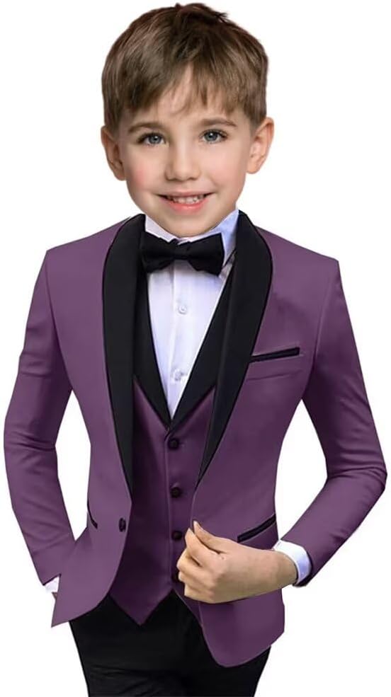 Boys Suit 3 Piece Ring Bearer Suit Kids Formal Jacket Vest Pants Suits Wedding Outfit for Party Prom Tuxedo