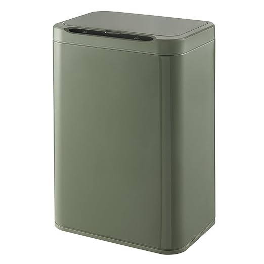 ELPHECO Stainless Steel Office Trash Can Motion Sensor Garbage Can Touchless Smart Trash Can Automatic Waste Bin for Kitchen, Office, Bathroom (Avocado Green, 5.5 Gallons)