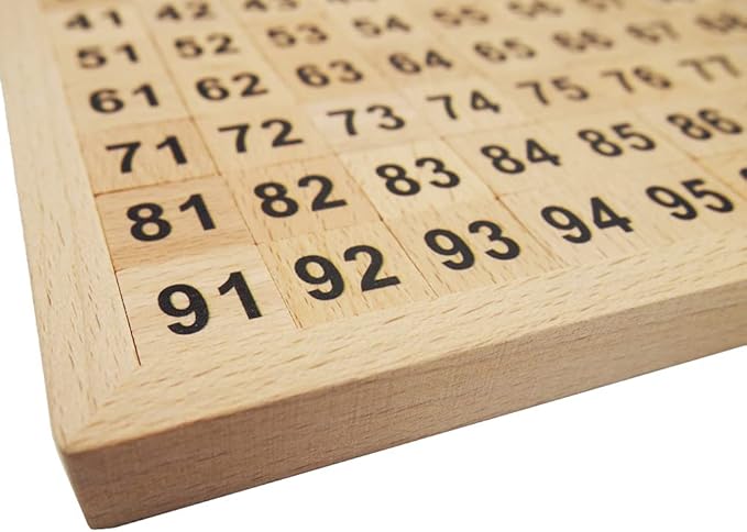 Wooden Hundred Board Montessori Math Counting Toys, 1-100 Numbers Kindergarten Preschool Learning Educational Game for Toddler Kids (Hundred Board)