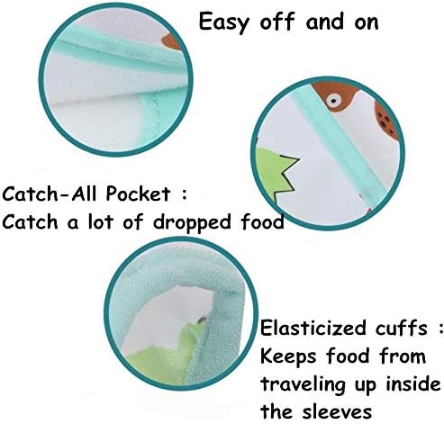 5 Pcs Long Sleeved Baby Toddler Bibs Waterproof Sleeved Bib 3-24 Months