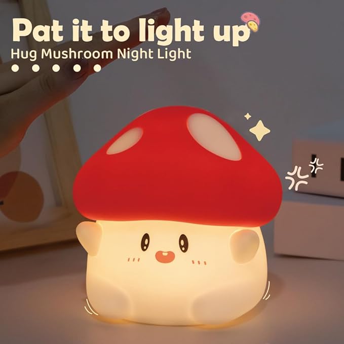 LED Mushroom Silicone Night Light Soft Sleeping Nursery Night Light Dimmable Timer Rechargeable Lamp Room Decor Baby Bedside Lamp