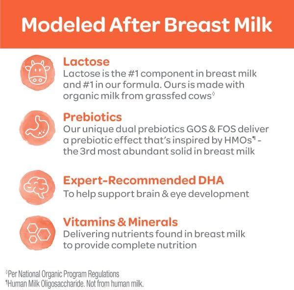 Happy Baby Organics Stage 1 Infant Formula, 0 12 Months, Milk Based Organic Baby Formula Powder with Iron, Probiotics & Prebiotics for Immune & Digestive Support, 22.9 Ounce (Pack of 4)