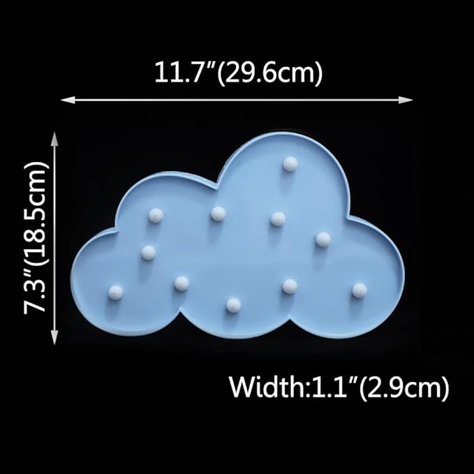 Blue LED Cloud Marquee Signs, Light Up Cloud Decorative Signs Hanging Hole Nursery Room Night Light for Baby Shower, Party Supply, Christmas Decor-Blue