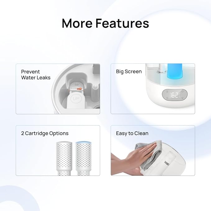 Dreo Cool Mist Humidifiers for Baby, 3L Top Fill, 26dB Quite, Ambient Indicator Light for Nursery, Less Refill, Indoor, Adjustable Nozzle, New Edition