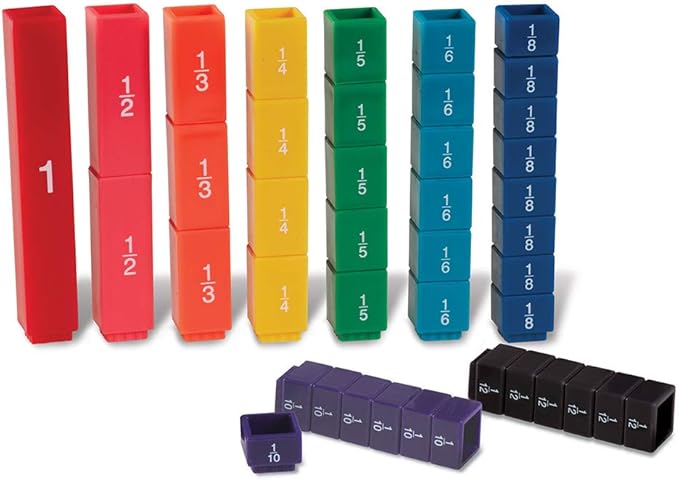 Learning Resources Fraction Tower Fraction Cubes, Kids Blocks, 51 Piece Set, Ages 6+