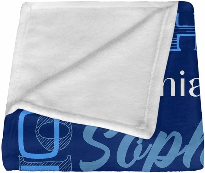 InterestPrint Ship Next Day,Personalized Baby Name Blanket for Kids Adults Custom Tolder Blankets with Name Text Pattern Navy Blue Customized Throw Blanket for Boys Girls Gifts on Birthday Christmas