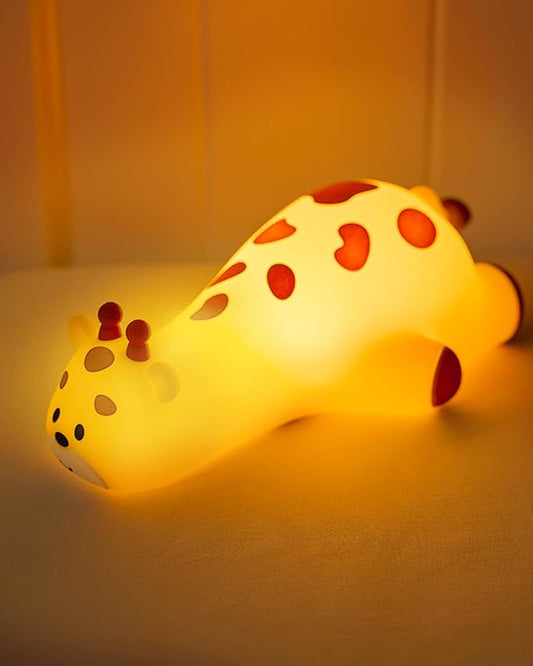 Kids Night Light Giraffe, Silicone Tap Control Bedside Lamp with Time Auto-Off, Cute Portable LED Nursery Light for Baby, Toddler, Bedroom