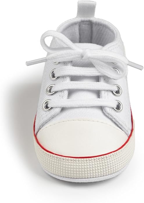 Meckior Baby Girls Boys Canvas Sneakers Soft Sole High-Top Ankle Infant First Walkers Crib Shoes