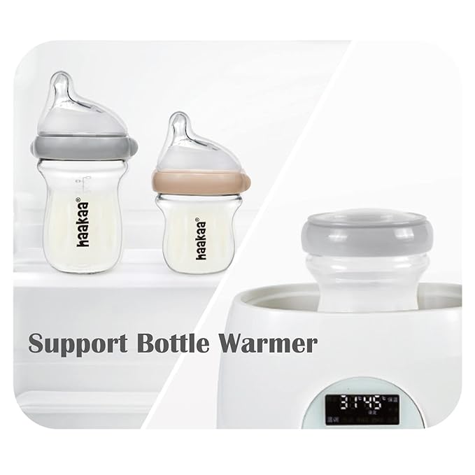 haakaa Gen.3 Natural Glass Baby Bottle Set 4.2oz & 6oz - Wide Neck Anti-Colic Slow Varibale Flow Nipple, 0M+ 3M+ 6M+ Breastfed Babies