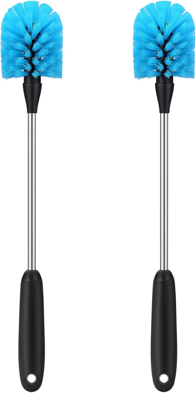 Stainless Steel Water Bottle Brush, Long Handle Scrubbing Brush, Built for Cleaning Sports Bottles, Baby Bottles, Cups, Coffee Mugs, Glasswares, Wine Decanters, Flask, 2 Pack, 15 in