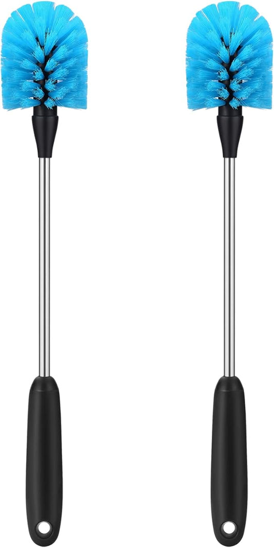 Stainless Steel Water Bottle Brush, Long Handle Scrubbing Brush, Built for Cleaning Sports Bottles, Baby Bottles, Cups, Coffee Mugs, Glasswares, Wine Decanters, Flask, 2 Pack, 15 in