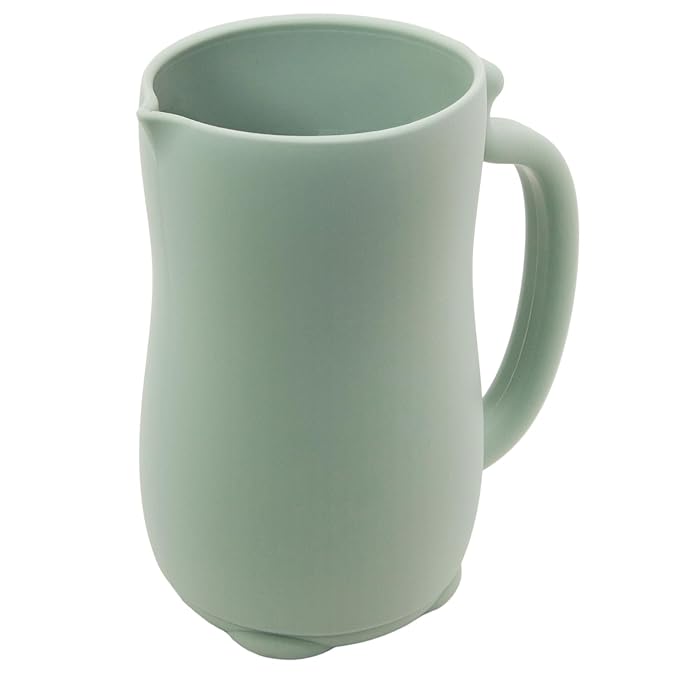 mandoo Baby Bath Rinse Cup - Food Grade Silicone - Shampoo & Body Washing Rinser Cup For Kids with Easy Grip Handle to Rinse Baby Shampoo and Soap - Baby Essentials (Light green)