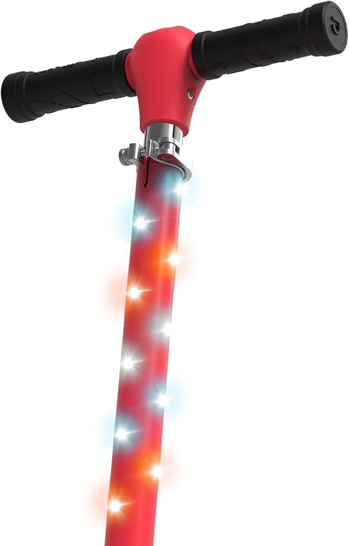 Jetson Jupiter Kids 2-Wheel Light-Up Kick Scooter, LED Lights on Handlebar, Stem, Wheels & Deck, Adjustable Handlebar, Rear Brake, Easy-Folding Mechanism, Ages 5+
