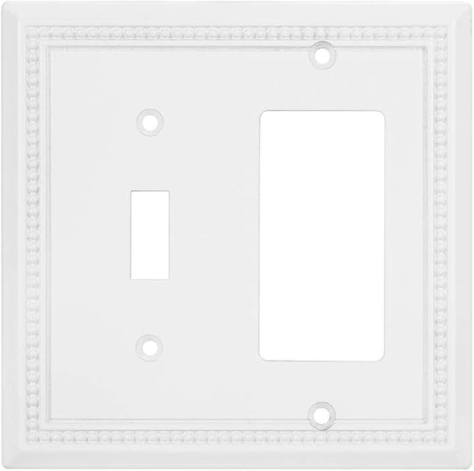 Henne Bery Sunken Pearls Heavy Duty Decorative Wall Plate Switch Plate Outlet Cover (Toggle/Decorator, White)