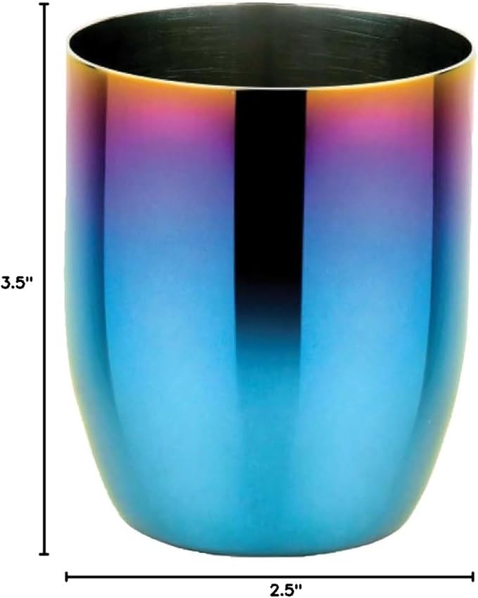 Ahimsa Stainless Steel Kids Cup - Pediatrician Designed Toddler Cups for Open Cup Training, 8oz, 100% BPA Free & Dishwasher Safe (Iridescent Blue Single)