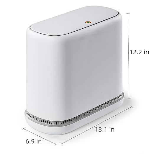 MOPALL Dog Proof Trash Can, 3.3 Gallon Slim Bathroom Trash Can with Locking Lid, Pet Proof Small Garbage Can, Compact Narrow Waste Bin for Bathroom, Kitchen, Office, Bedroom, White