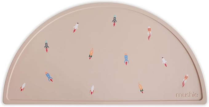 mushie Silicone Placemat for Kids | BPA-Free Non-Slip Design (Rocket Ship)