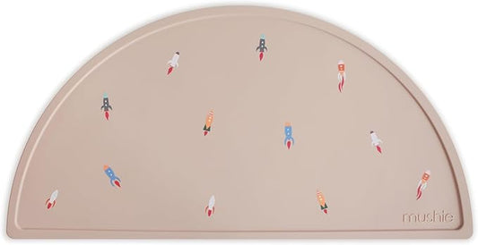 mushie Silicone Placemat for Kids | BPA-Free Non-Slip Design (Rocket Ship)