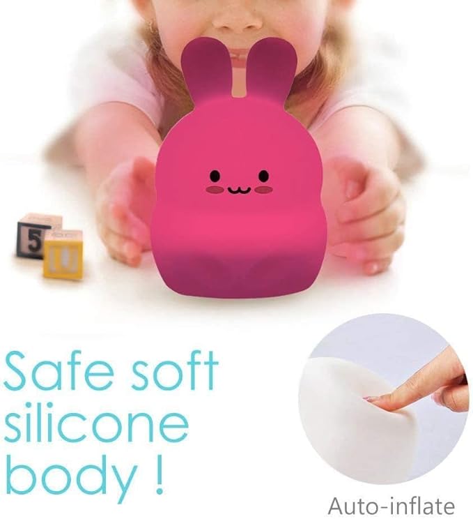 Rabbit Night Light for Kids, Bedside Lamp for Children, Baby Nursery Lamp for Breastfeeding Safe, Break Resistant, Adjustable Brightness & Color, Touch Control + Remote Control - Medium Rabbit