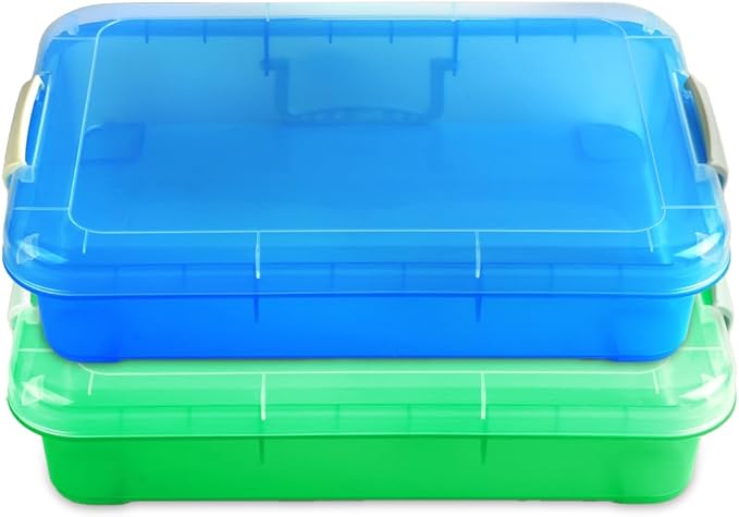 Plastic Activity Tray with lid for Slime, Beads, Sand and Sensory Toys – 15 Inches (2 Pack)