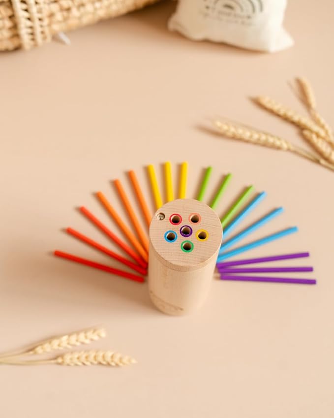 Sticks for Kids Travel Size, Montessori Toys for 1-3 Year Old, 1 Year Old Gift, Wooden Toddler Toys, Toddler Stocking Stuffer, Learning Toys for 1-3 Years