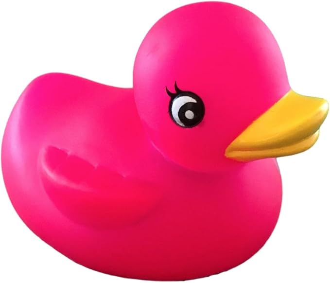 3" Pink Ribbon Rubber Duck [Sealed Hole, Floats Upright] - Baby Safe Bathtub Bathing Toy