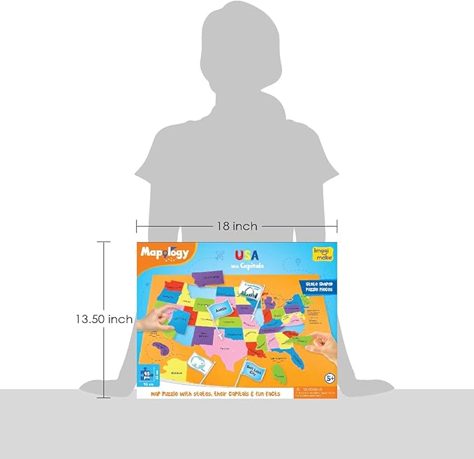 Imagimake Mapology USA Map with Capitals | Learning States and Capitals | US Geography Toys for Ages 8-13 | Jigsaw Puzzles for Kids Ages 8-10 | Educational Back to School Gifts for Kids Age 5-7 & 9-12