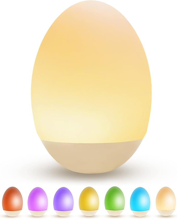 Egg Light for Nursery, 256 RGB Baby Night Light, Rechargeable Night Light for Kids, Portable Small Cordless Bedside Lamp for Girl/Boy/Toddler/Bedroom
