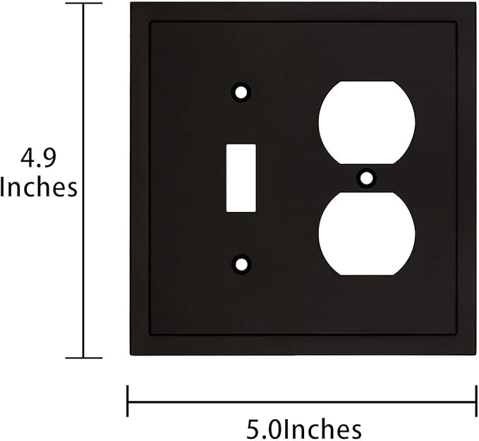 Modern Edge Decorative Wall Plate Switch Plate Outlet Cover, Durable Solid Zinc Alloy (Toggle/Duplex, Matte Black)